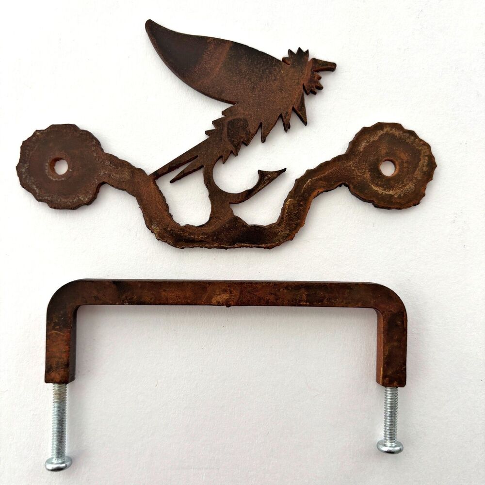 Fly Fishing Drawer Pull Natural Rust Reversible Rustic Cabincore Lodge Hardware